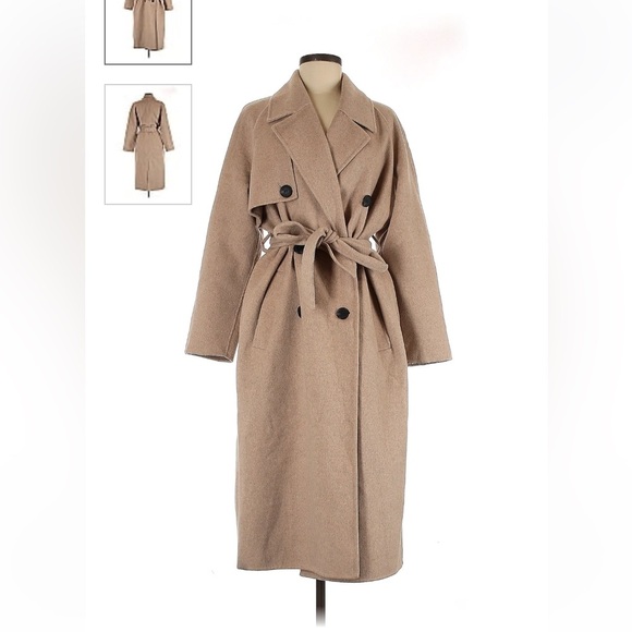 Oversized double breasted wool trench coat - Picture 8 of 11